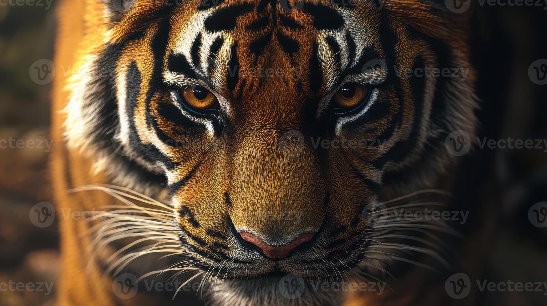 A detailed look at the features and markings of a Bengal tiger. photo
