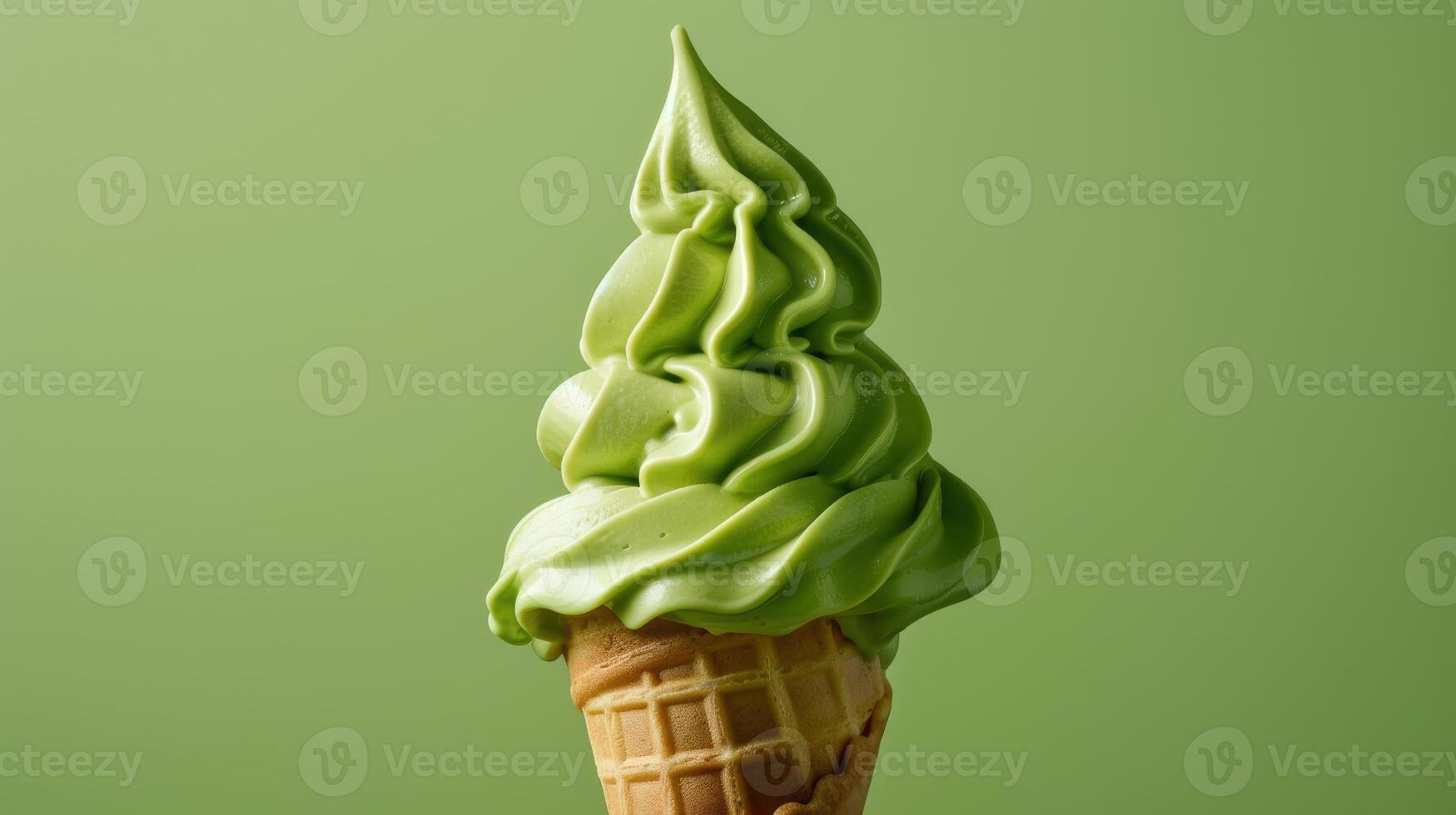 A Soft Serve Symphony of Green in a Crispy Cone photo