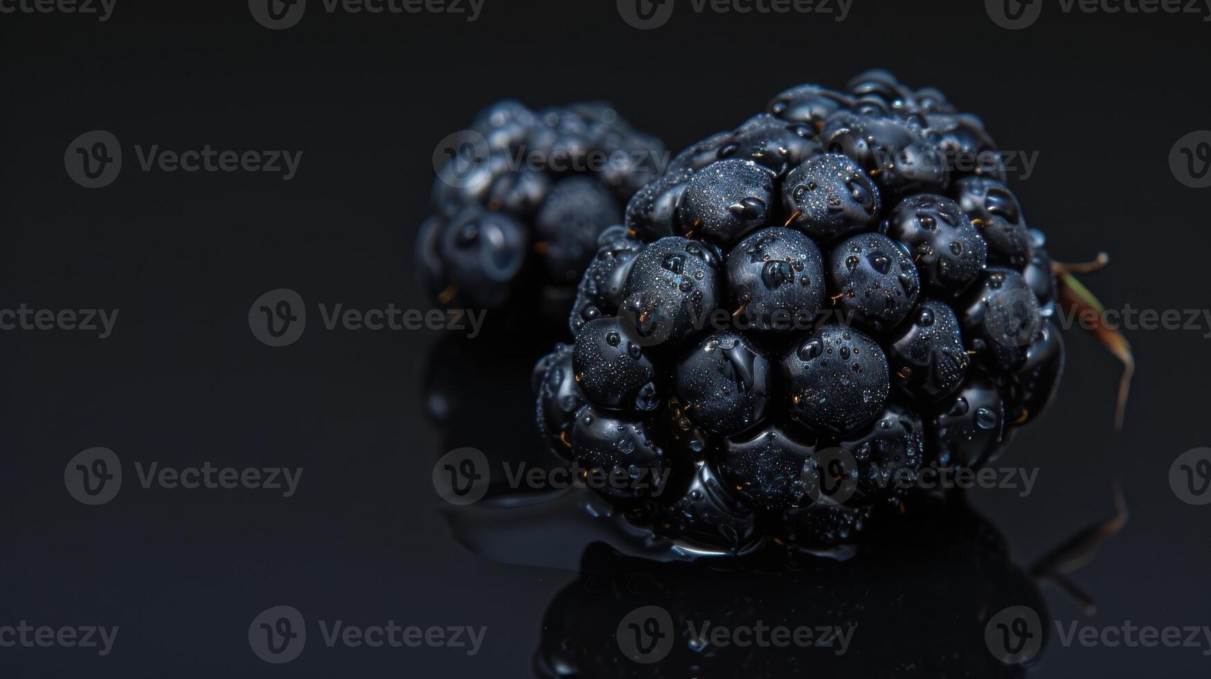Dew-Kissed Blackberries Resting On a Dark Surface photo