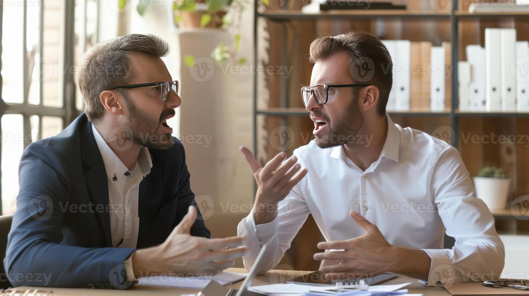 Two Businessmen Engaging in a Heated Discussion During a Meeting photo