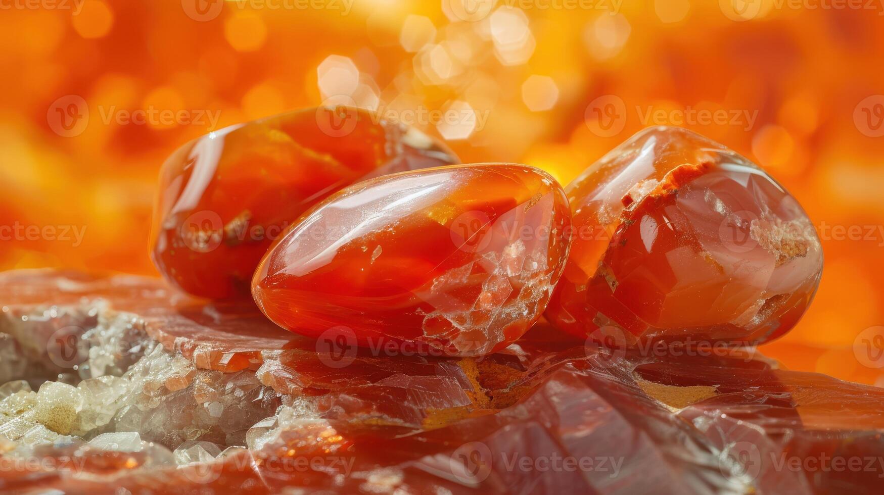 Polished Carnelian Stones Glowing in the Warm Afternoon Sun photo