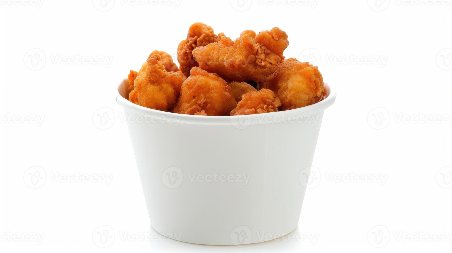 A Crispy White Bucket Filled With Golden Fried Chicken Nuggets photo