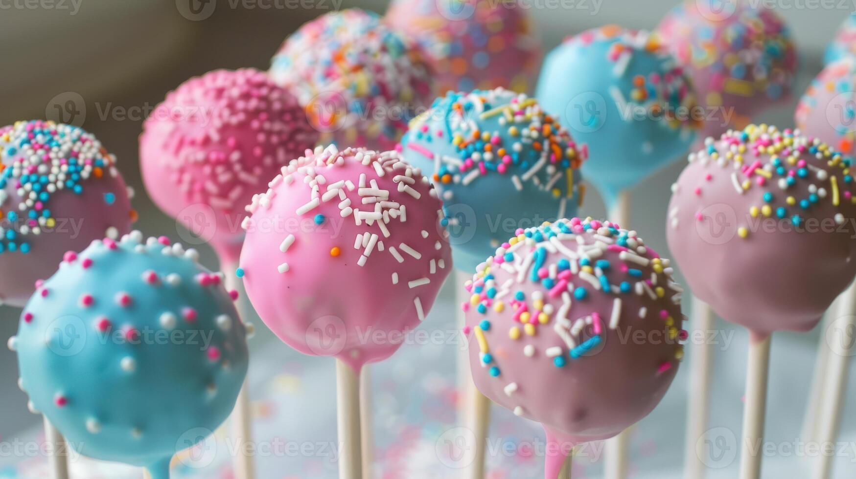 A Colorful Collection of Pastel Cake Pops Decorated With Sprinkles photo