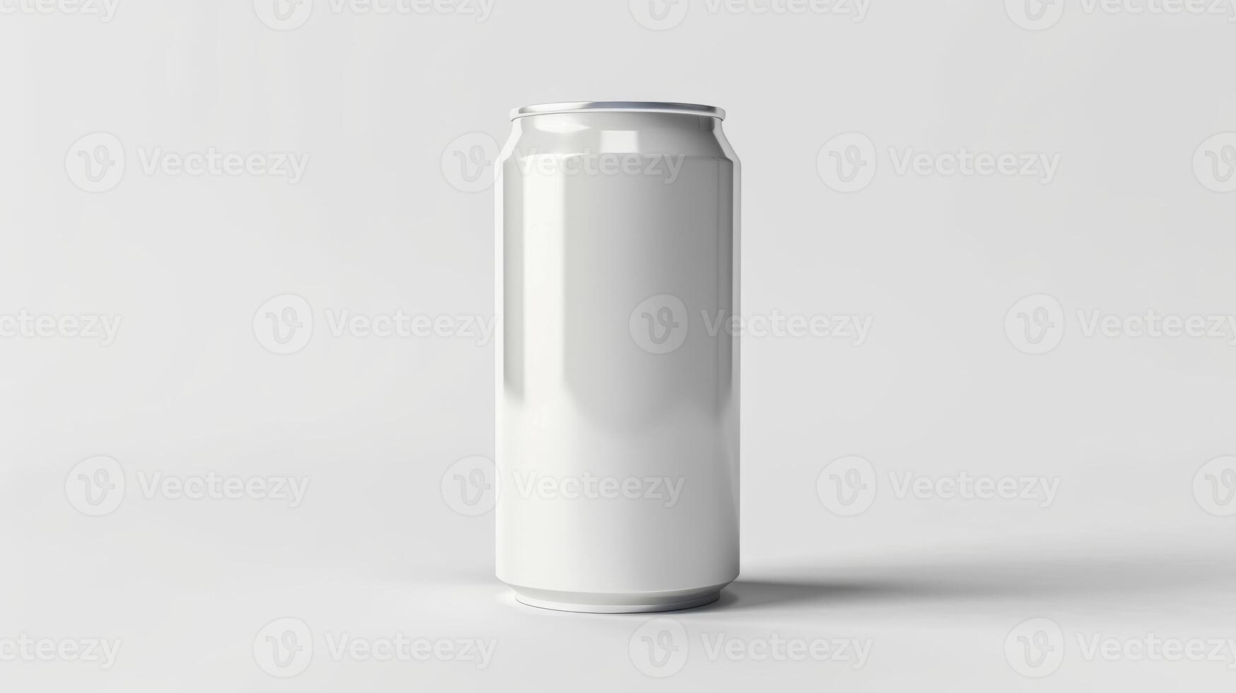 A Single, White Aluminum Can Rests On A Plain White Surface photo