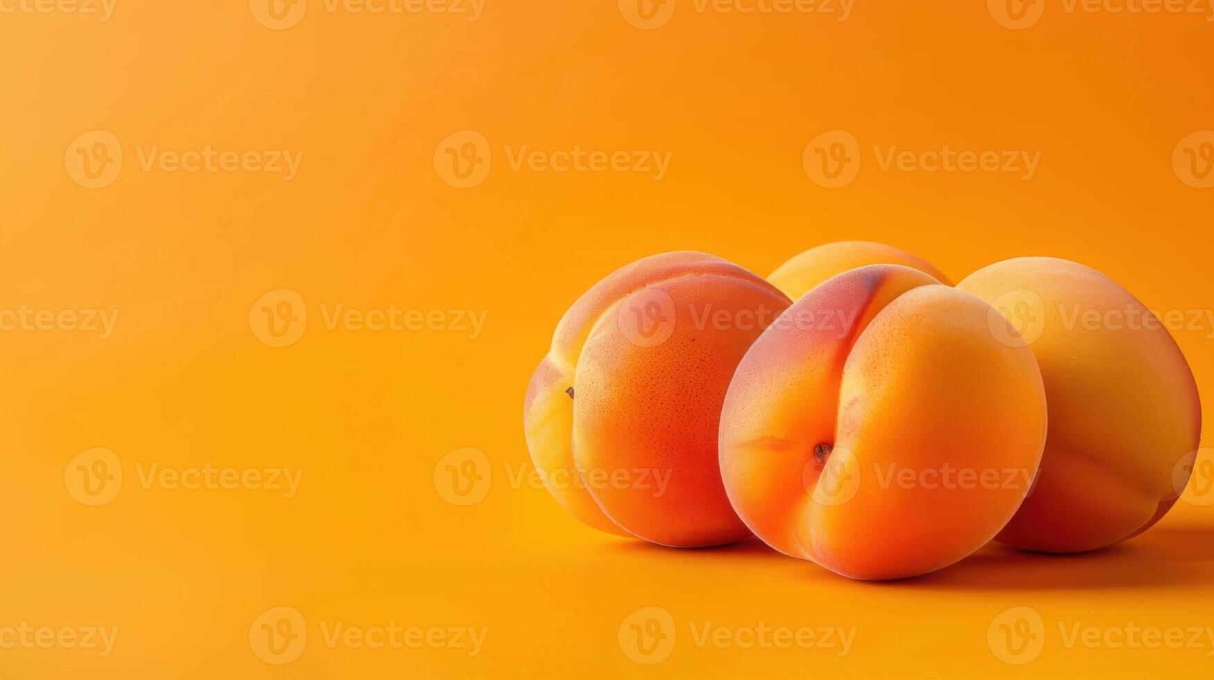 Three Ripe Apricots Resting on a Vibrant Orange Background photo