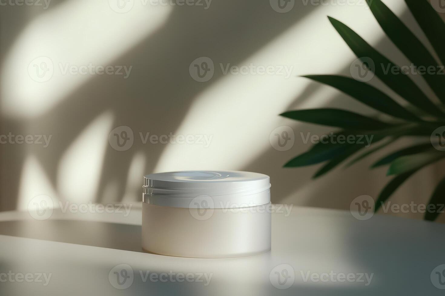 A serene skincare moment with natural light and shadows photo