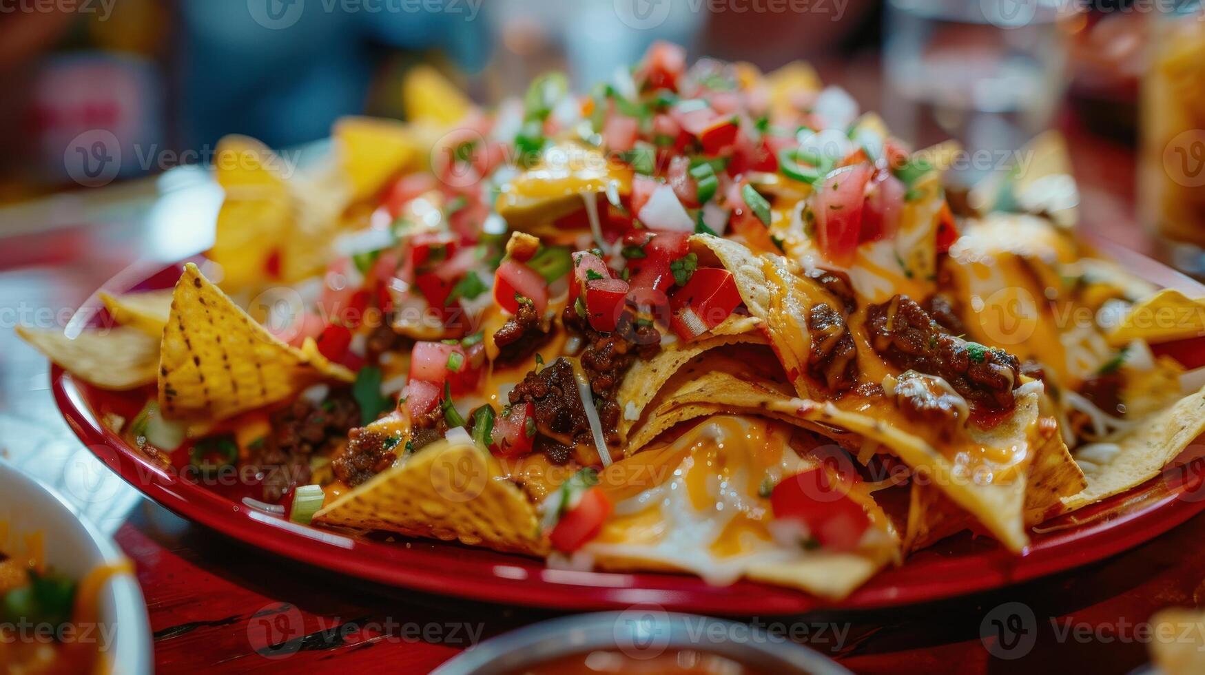 A Cheesy Mountain Of Nachos Ready To Be Devoured photo