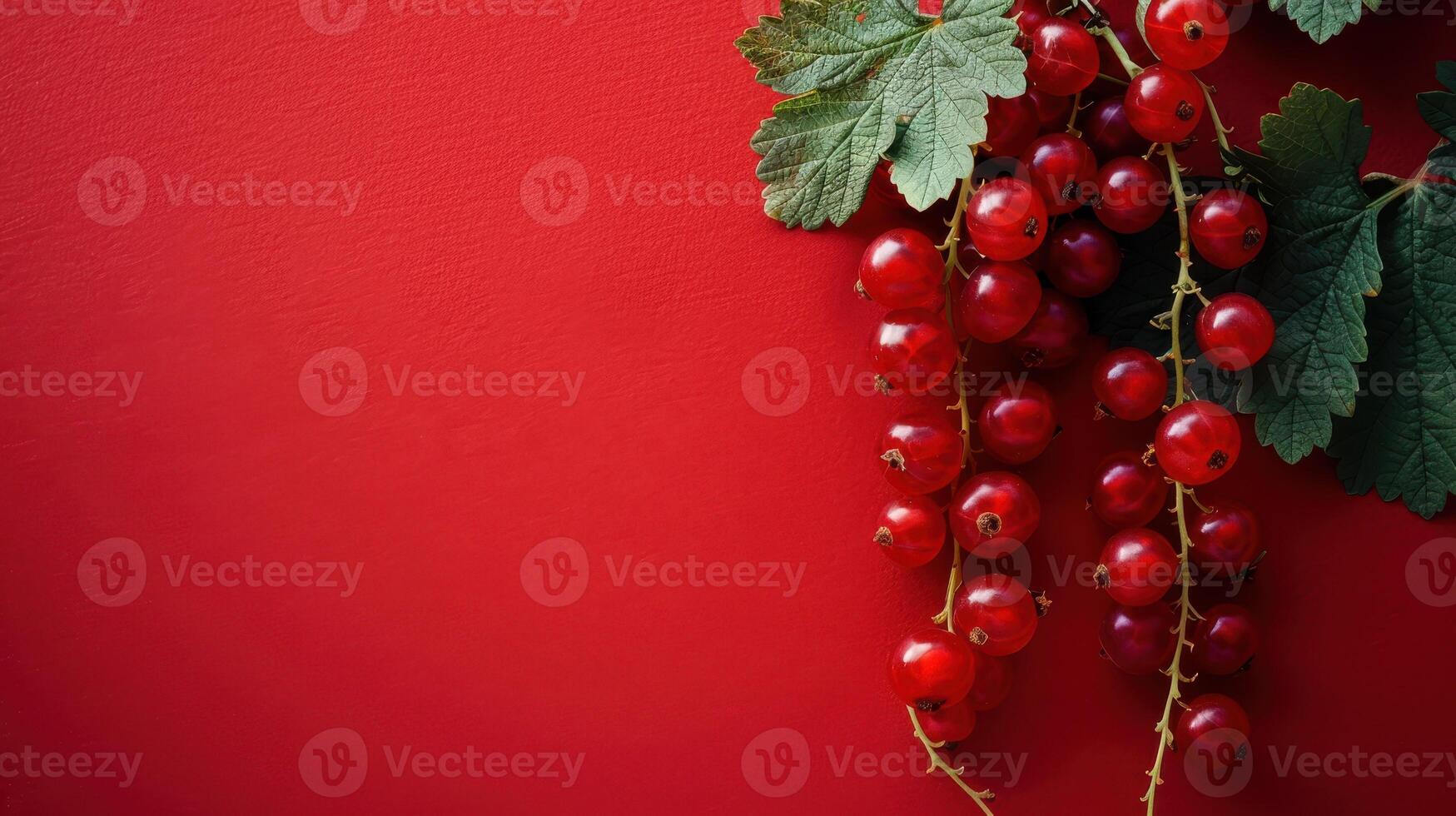 A Splash of Red Ripe Currants on a Crimson Canvas photo
