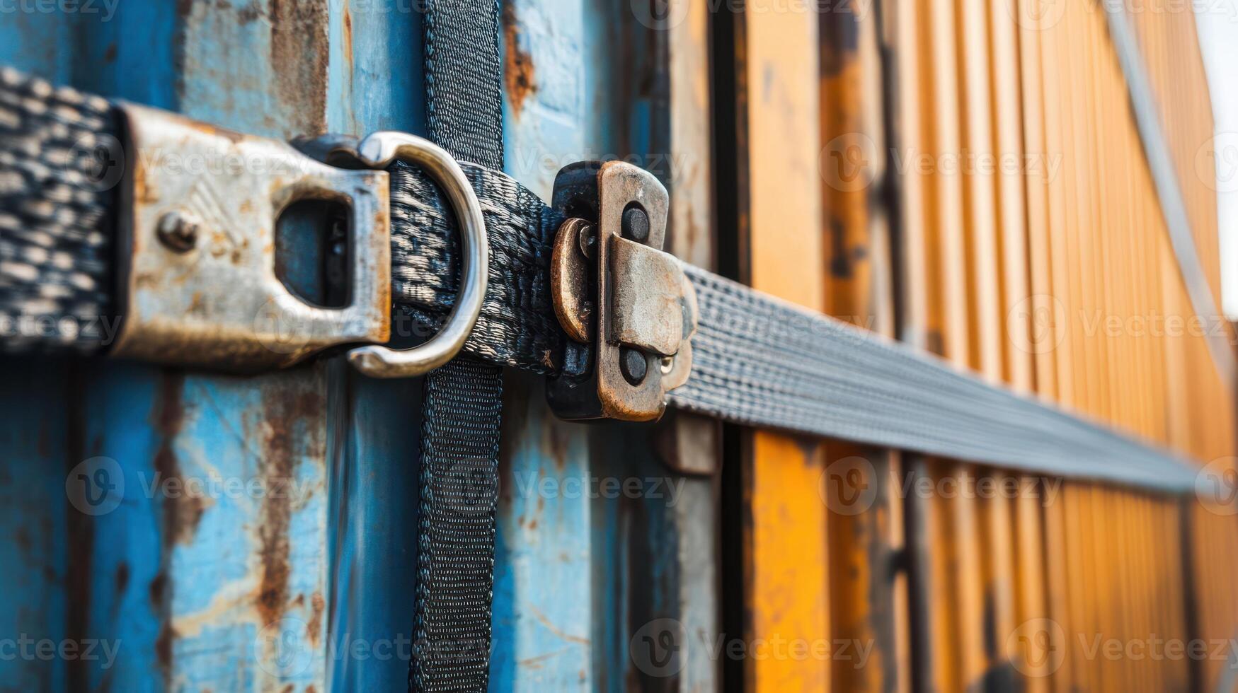 Using a ratchet strap to fasten and secure cargo effectively. photo