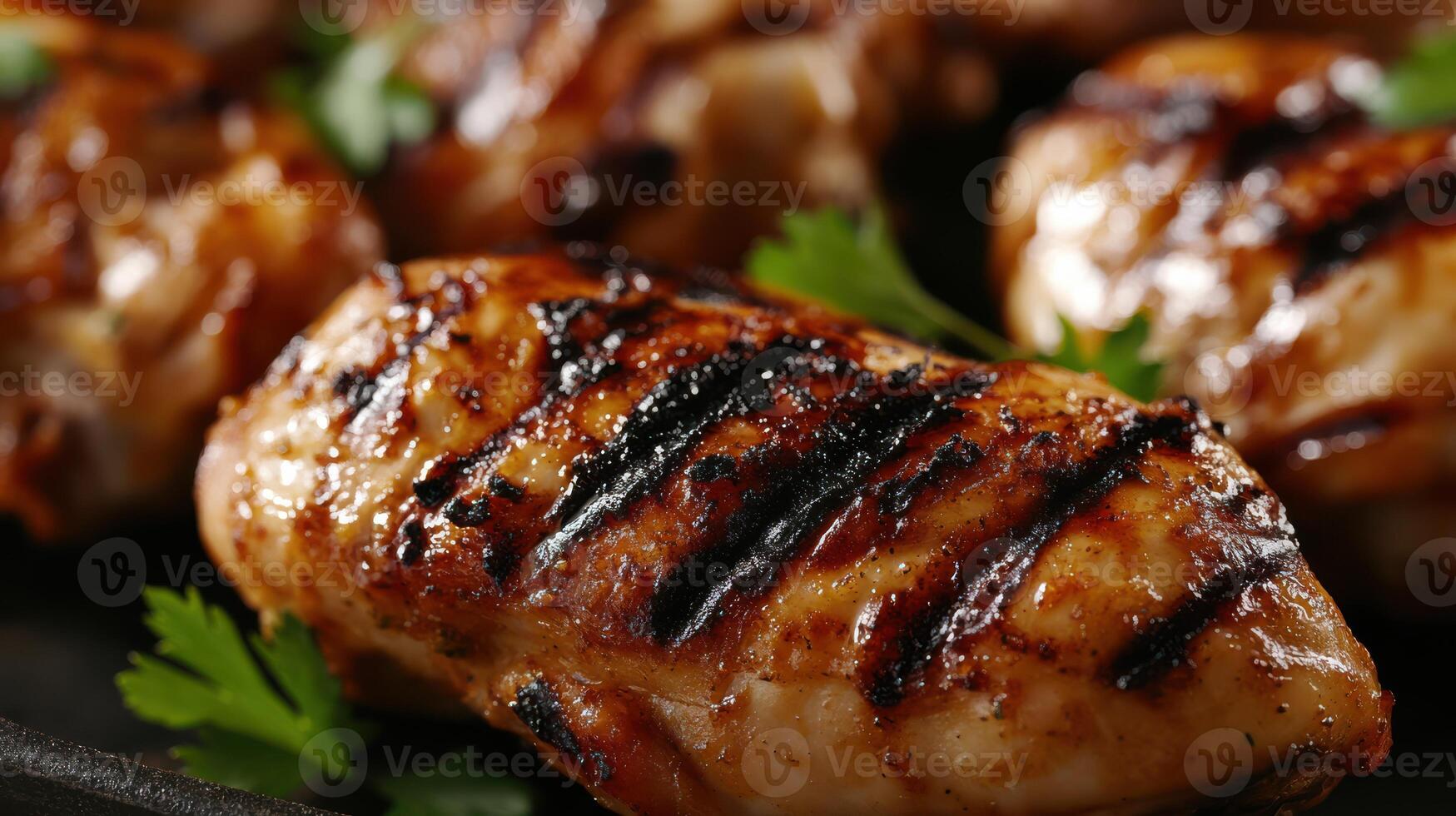 Detailed view of grilled chicken legs featuring a crispy exterior. photo