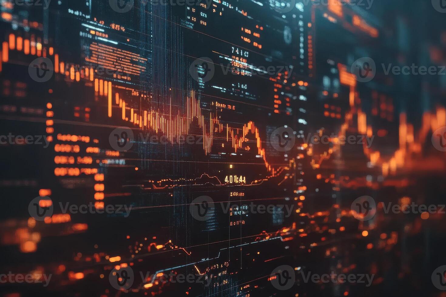 Dynamic financial market data visualization at night photo