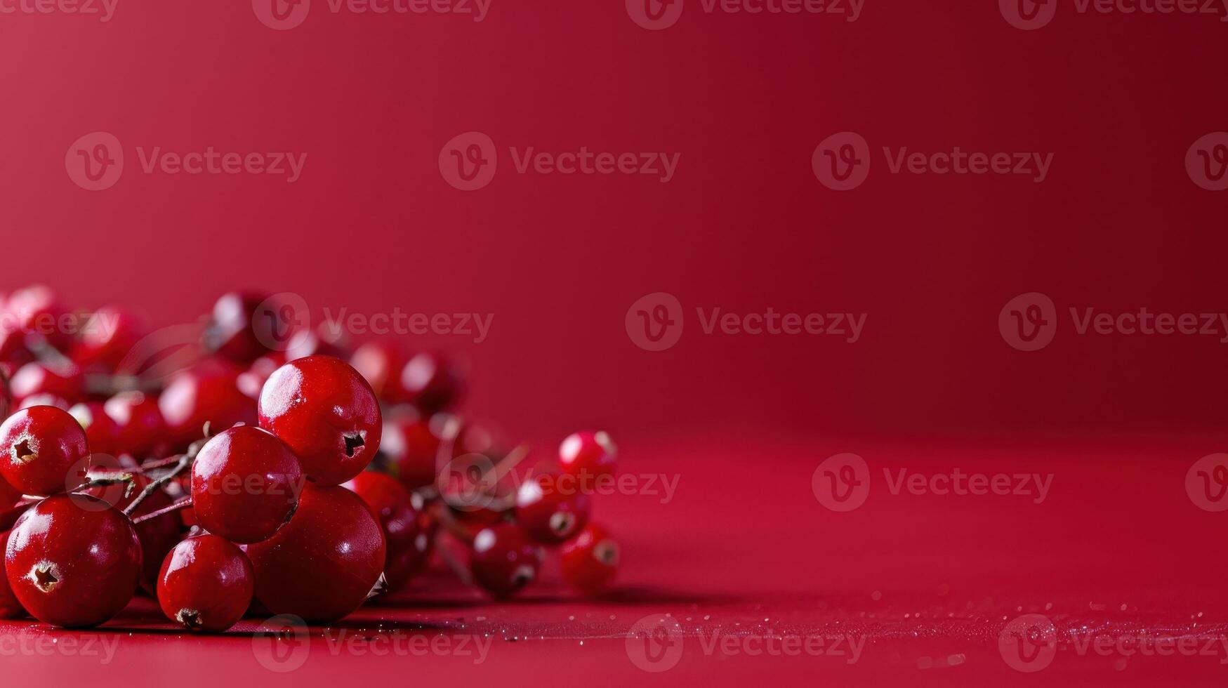 A Cluster of Red Berries on a Vibrant Crimson Background photo