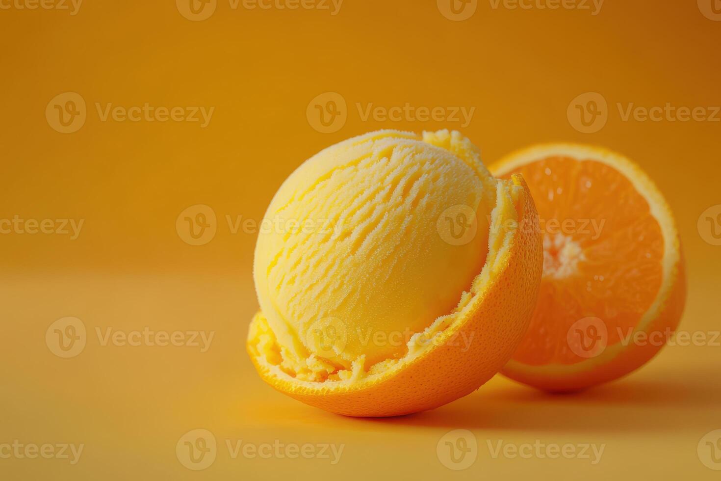 Delightful orange ice cream in a vibrant setting photo