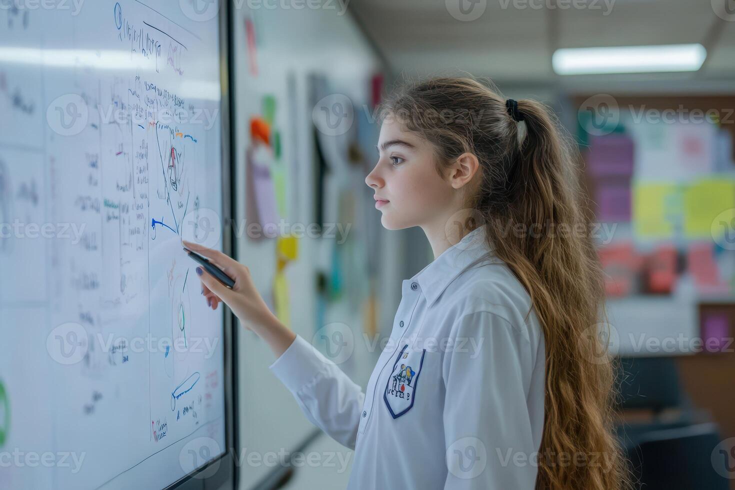 Student engaged in interactive learning with technology photo