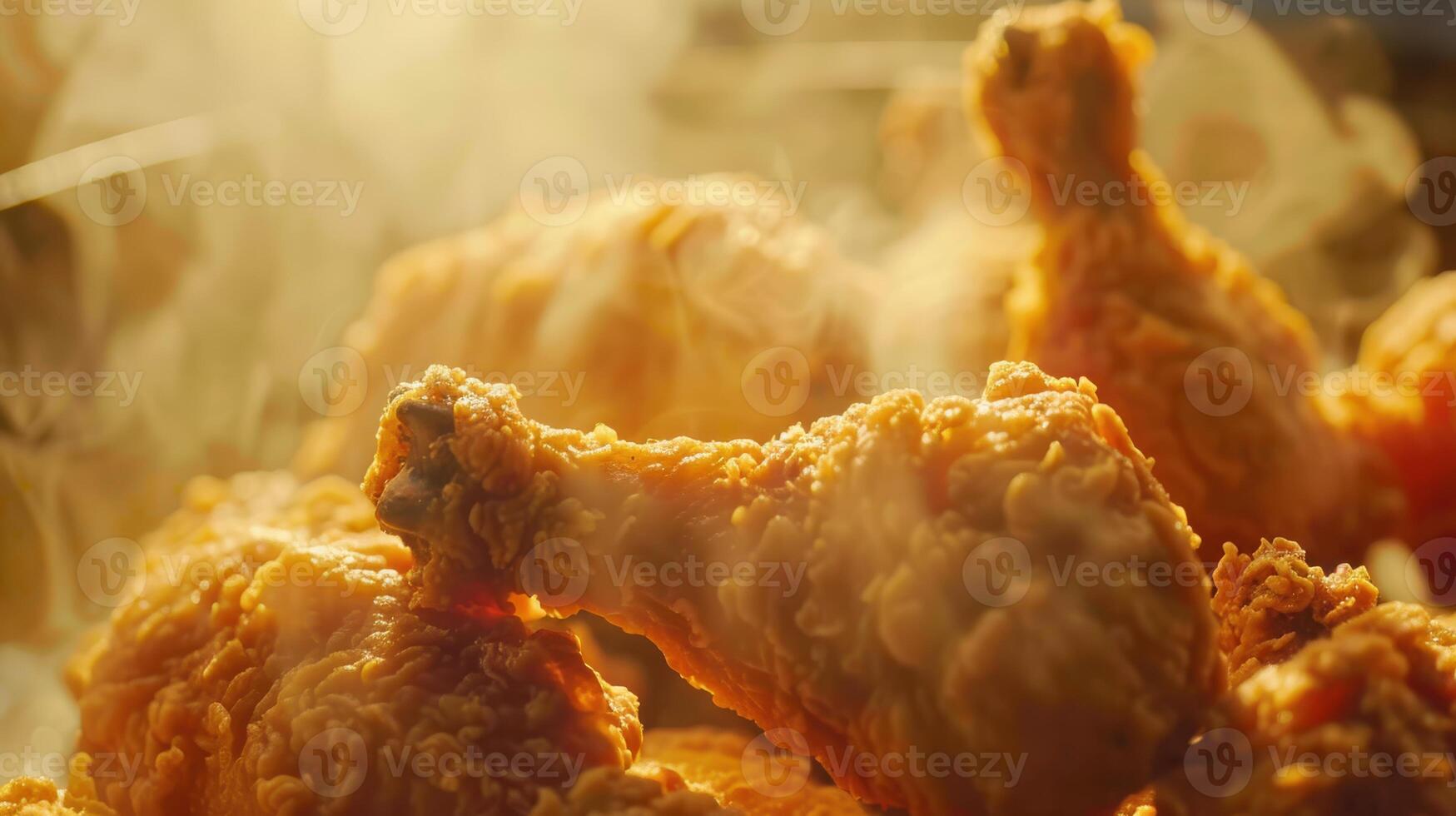 Golden Fried Chicken Legs Steaming in the Afternoon Sun photo