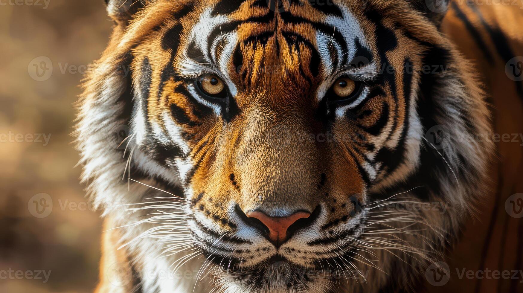 A detailed look at the features and markings of a Bengal tiger. photo