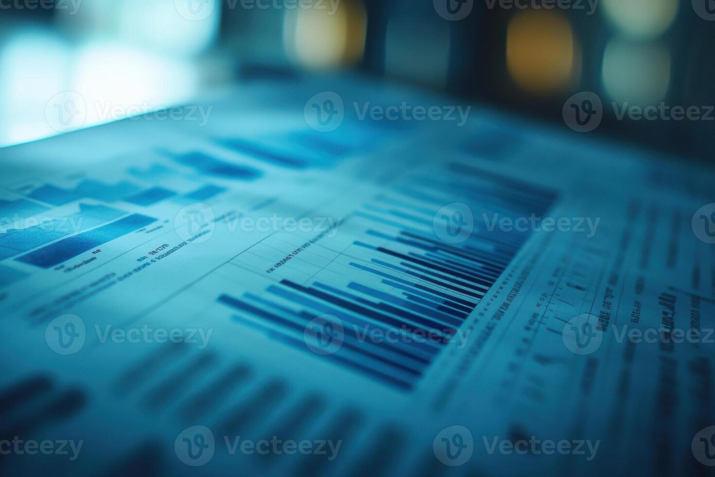 Data analysis report displayed under ambient light photo