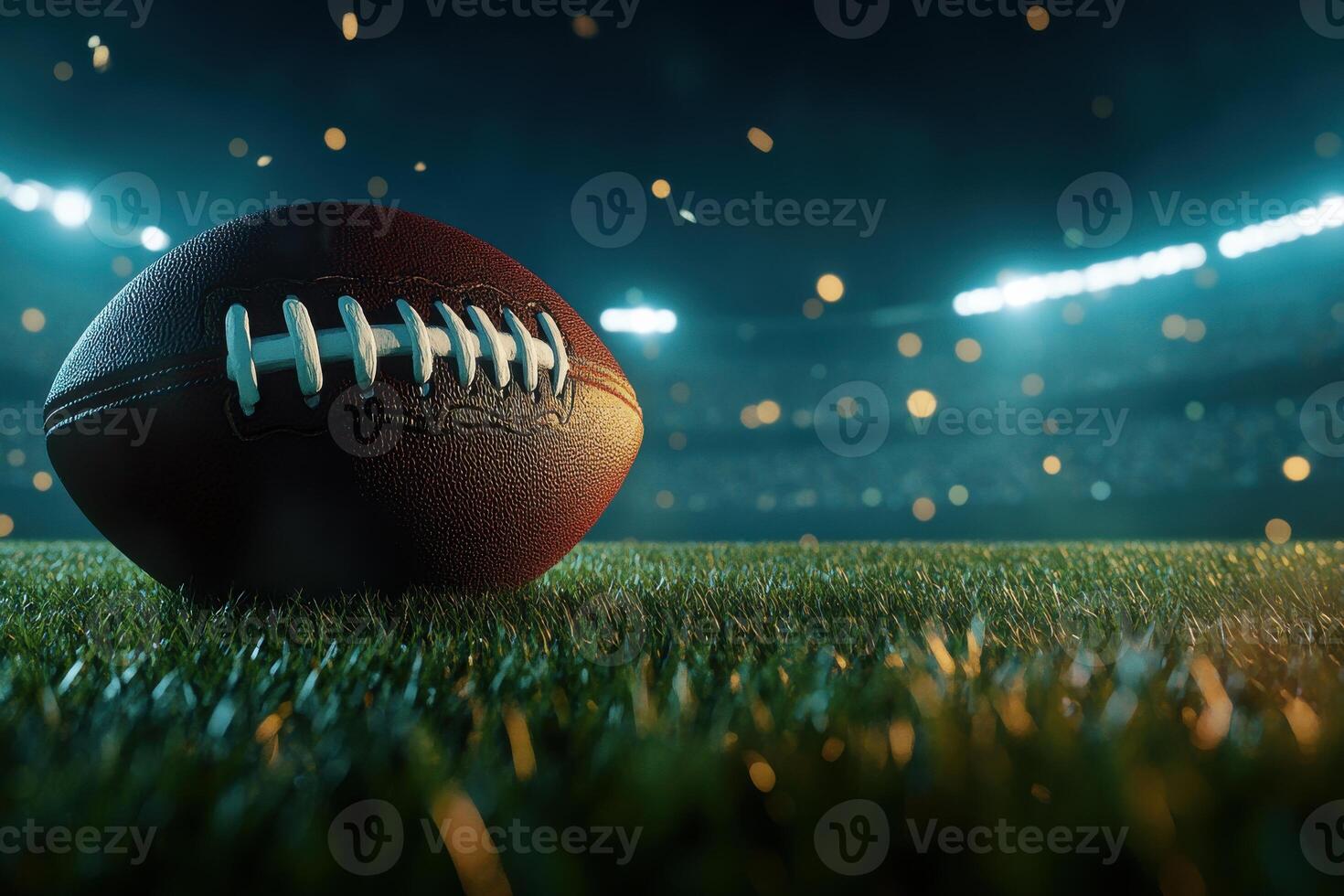 Exciting night game with a football on the field photo