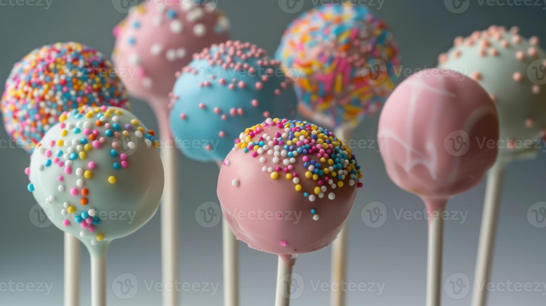 A Rainbow of Delights Colorful Cake Pops on Sticks, Ready to Be Enjoyed photo
