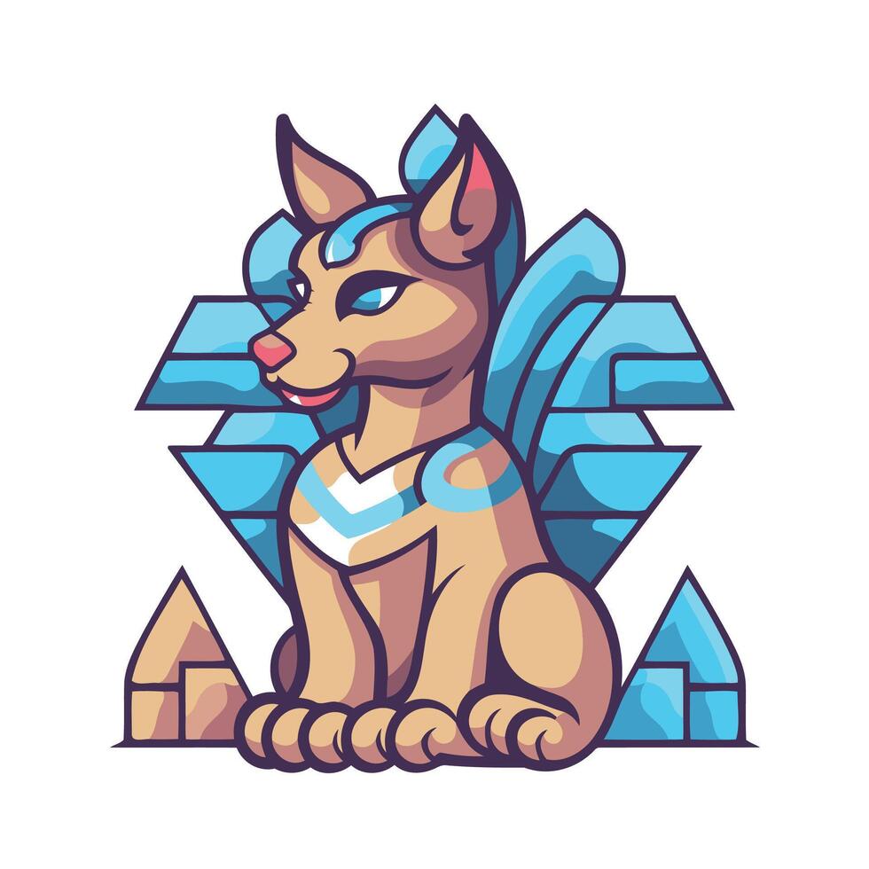An egyptian dog with blue eyes and a blue crown vector