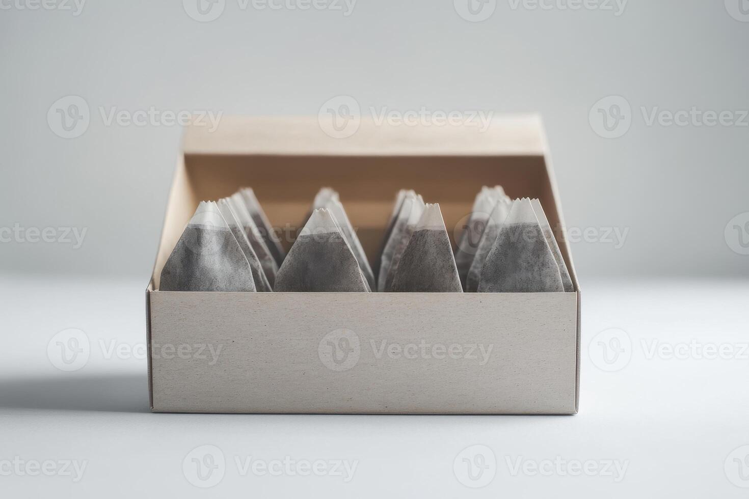 Unique tea bag packaging displayed in calming light photo