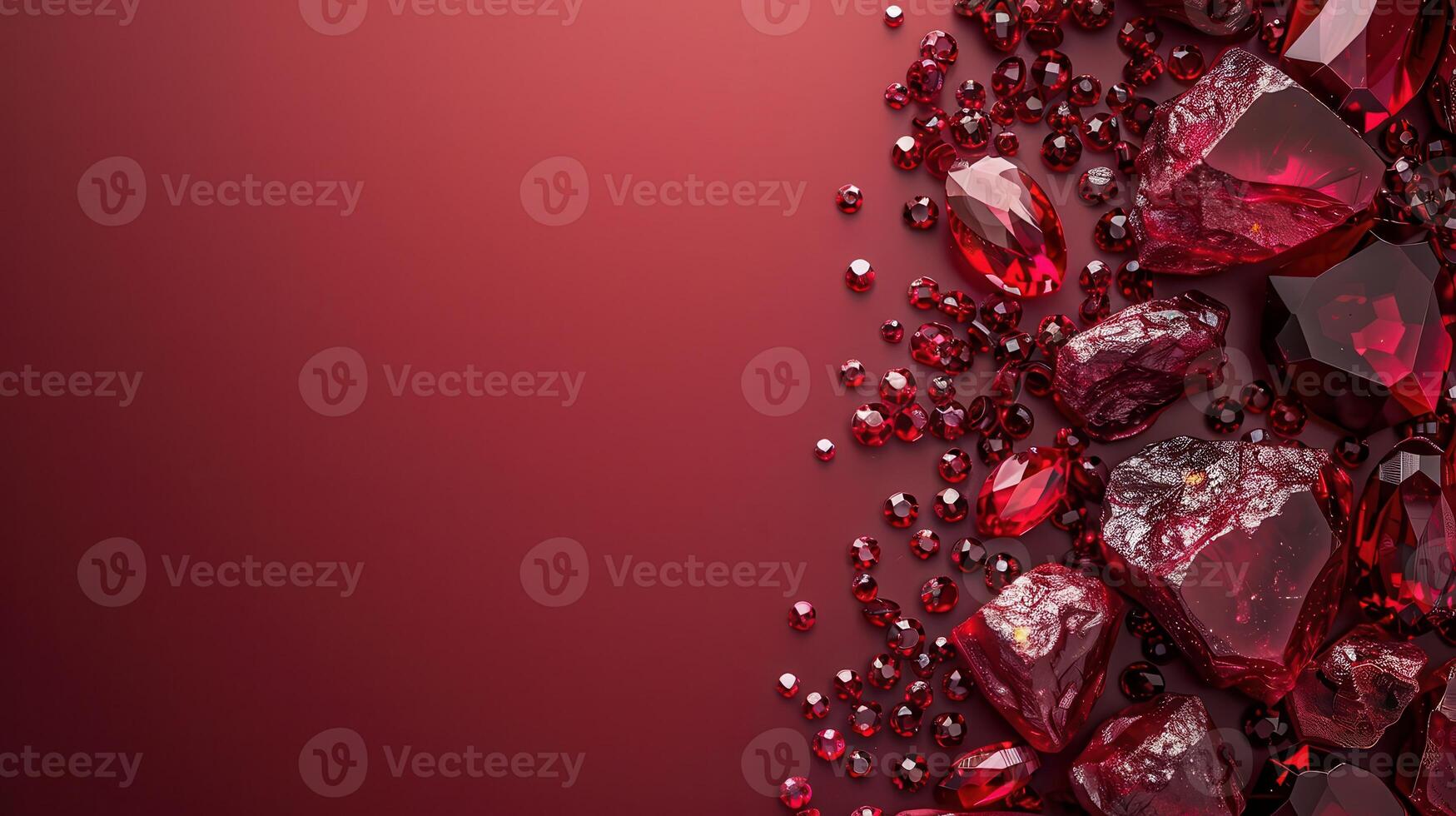 A Symphony of Crimson Rubies Scattered on a Deep Red Canvas photo