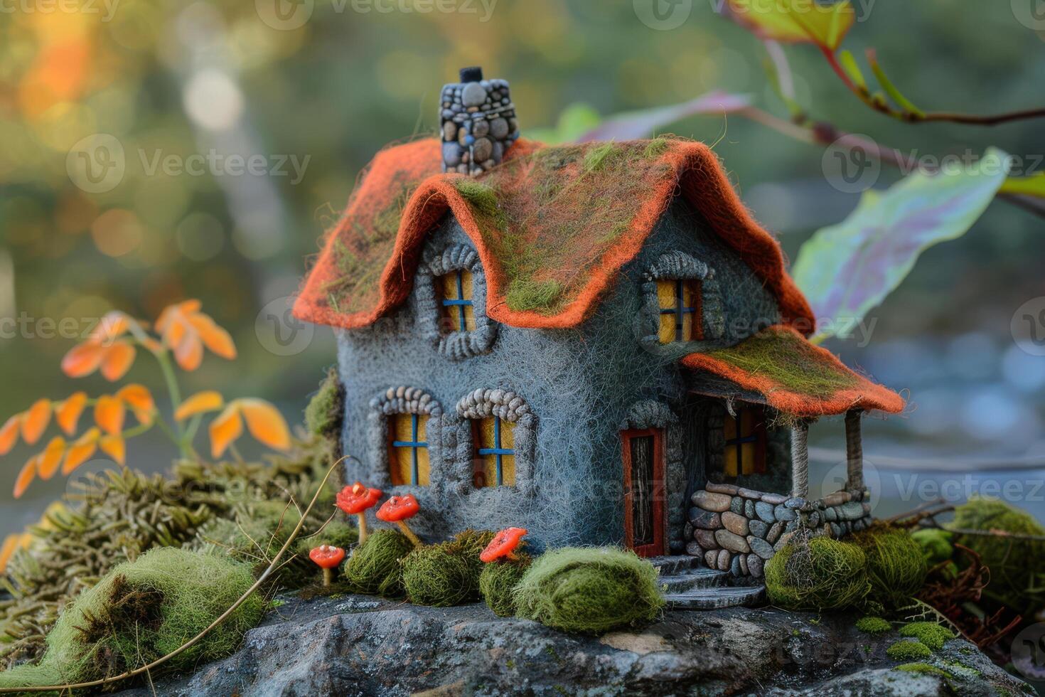 Creative Miniature Needle Felted Home, Combining Cozy Design with Handmade Artistic Flair photo
