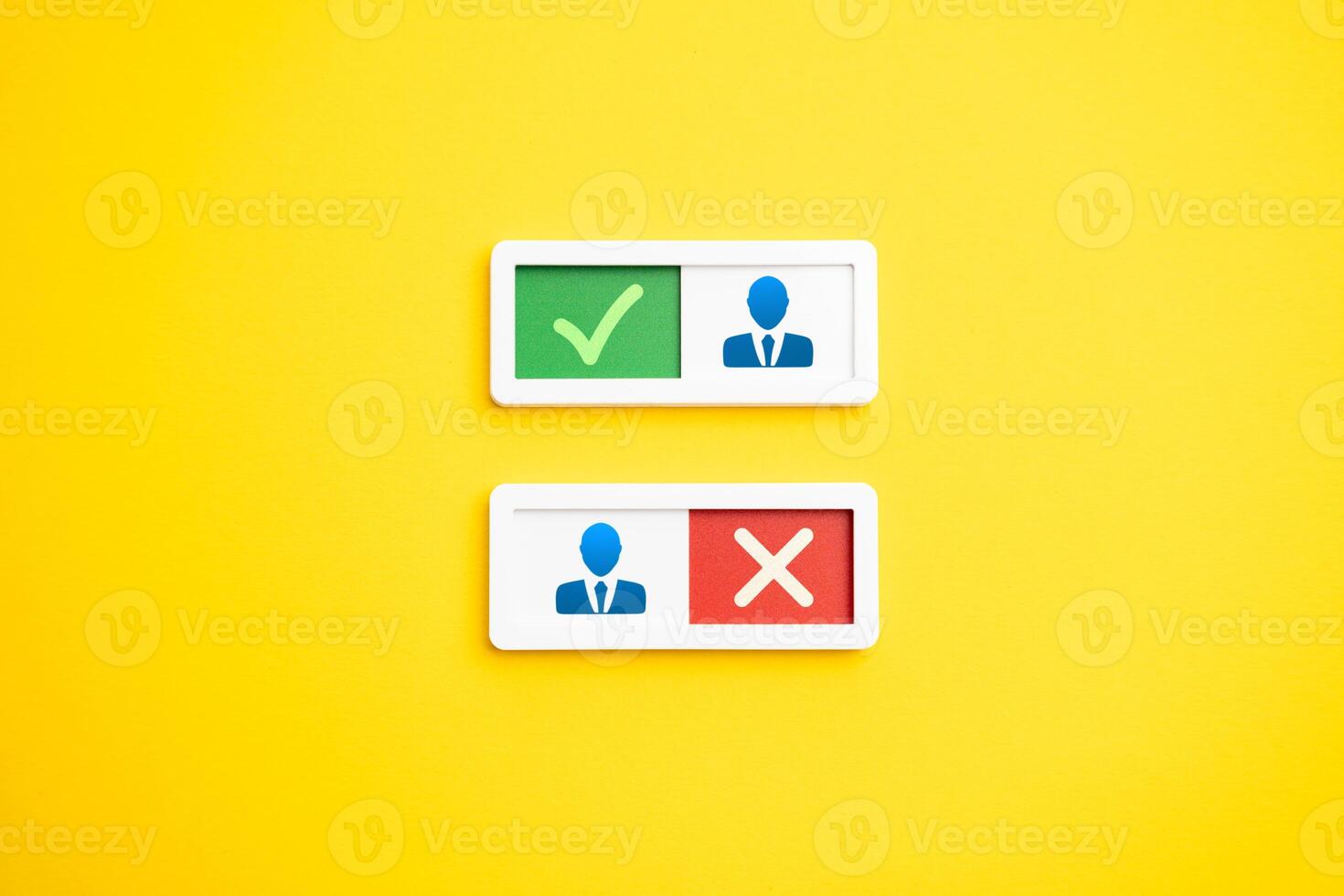 Approval of the candidate. Hiring a new employee and firing the old one. Choose from two candidates. Rotation of employees photo