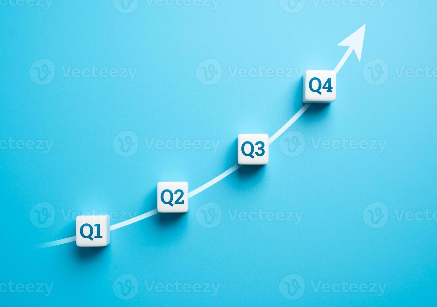Growth chart for four business quarters. Financial growth indicators. Financial performance over a year. Profit margins. Operating costs. photo