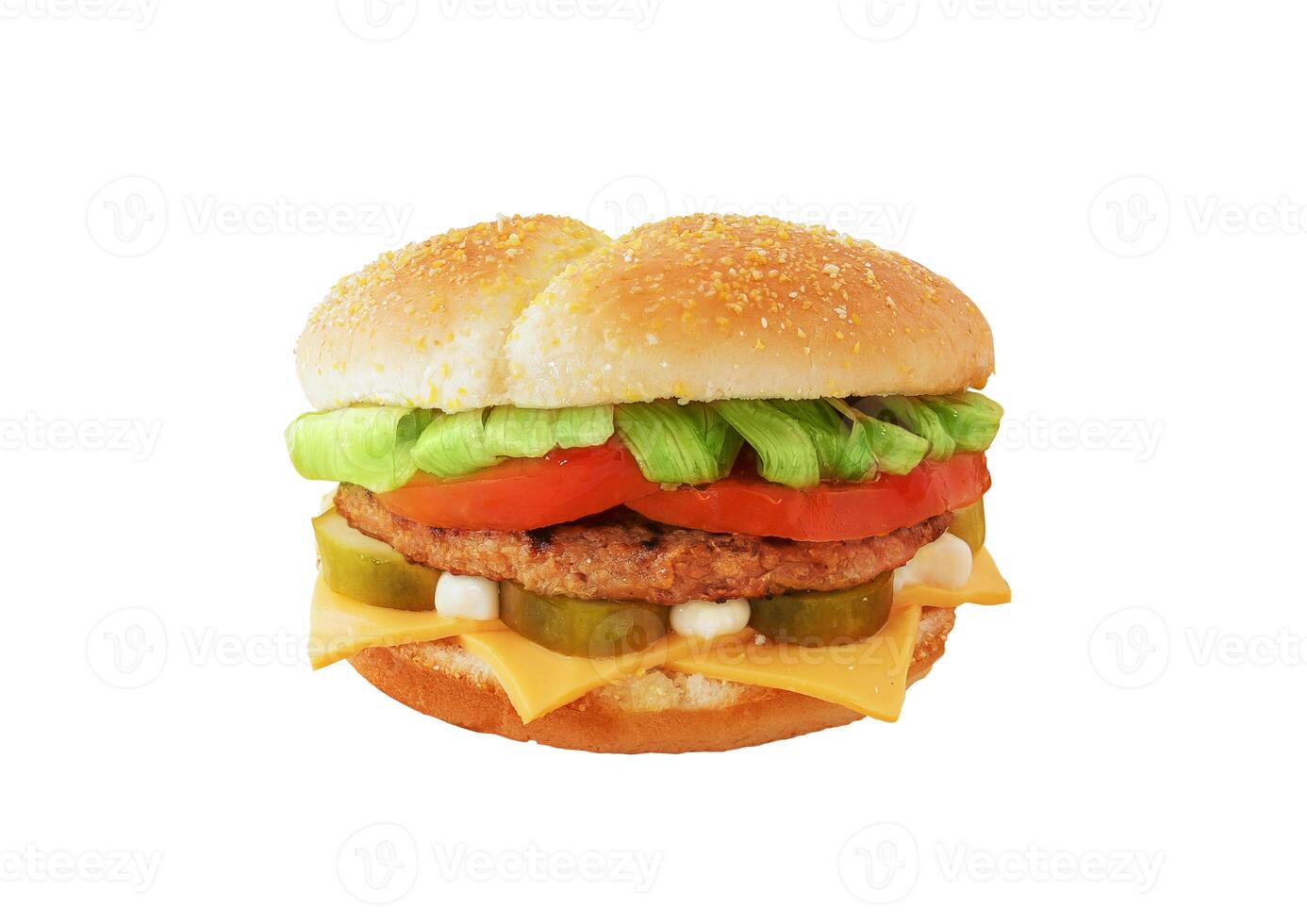 Fresh meat tasty burger isolated on white background photo