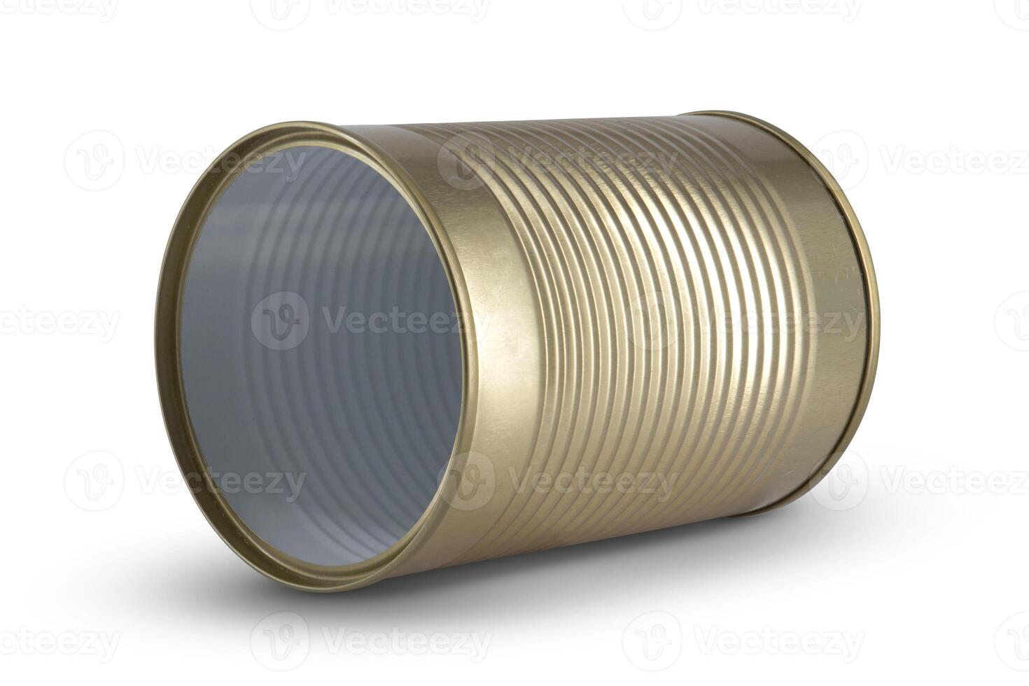 Tin can isolated on white background photo