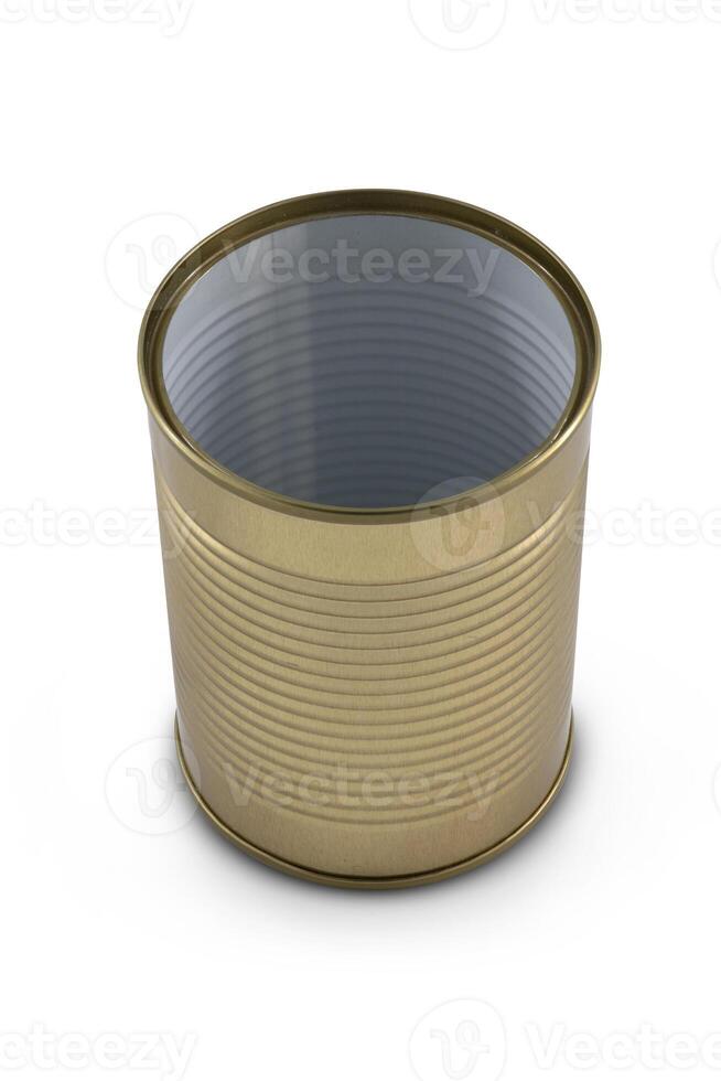 Tin can isolated on white background photo