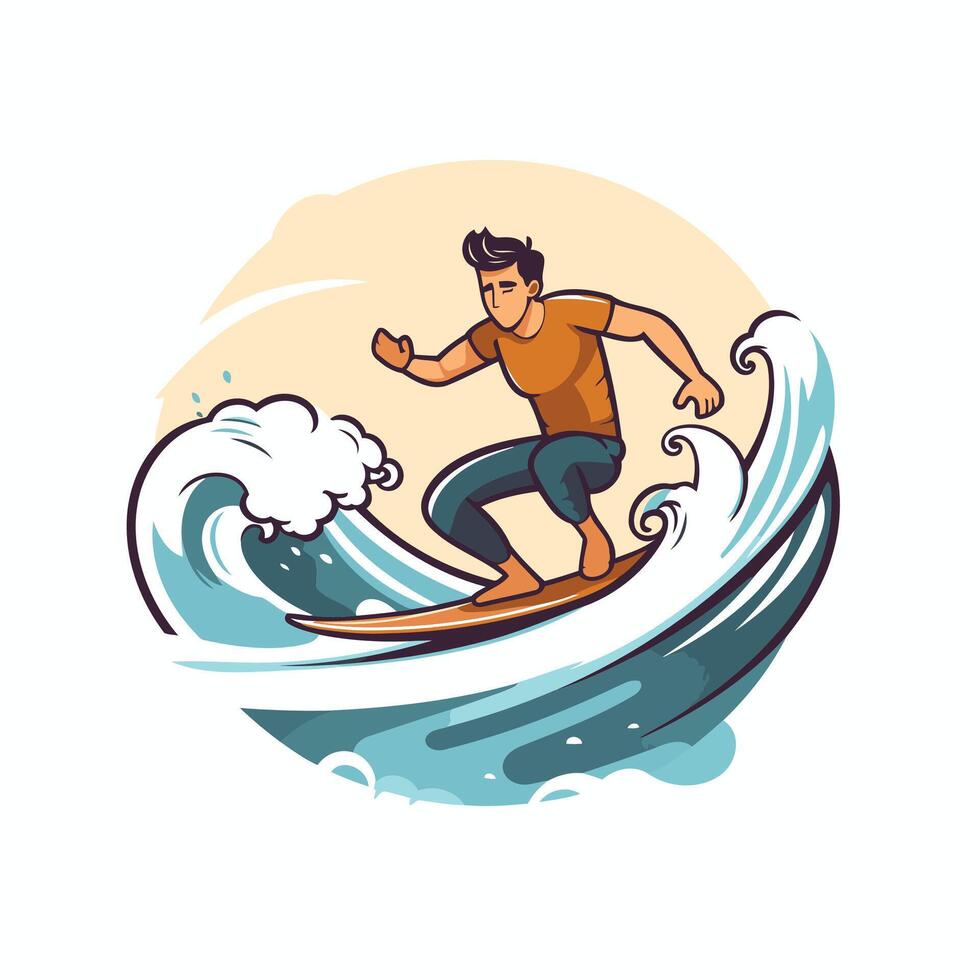 A man riding a wave on a surfboard vector