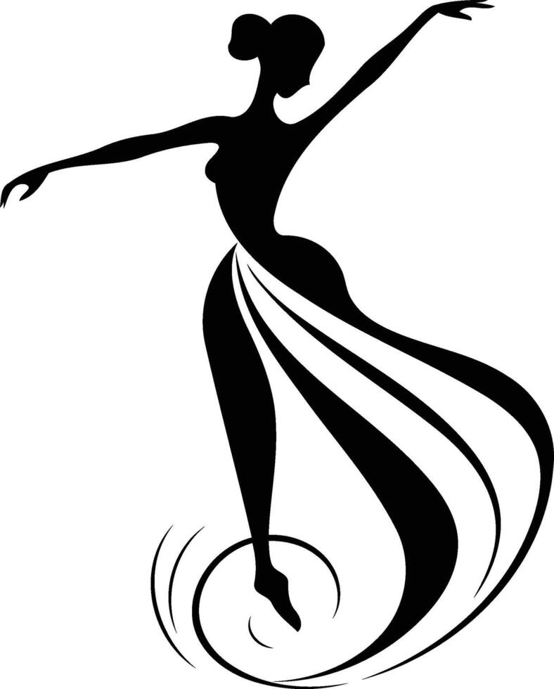 A silhouette of a woman dancing in the air vector
