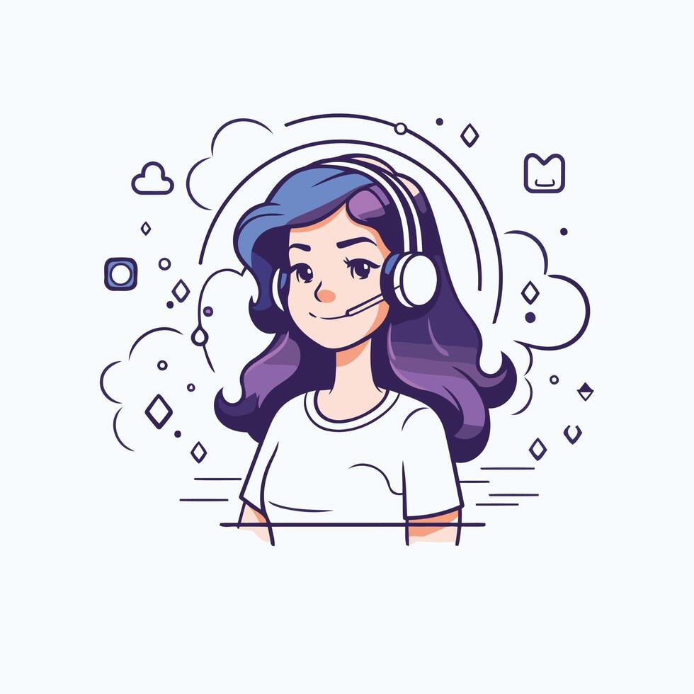 Call center girl with headphones, call center girl, call center girl, call center girl, call vector