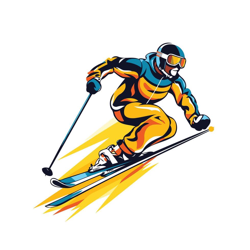 A skier is jumping on a slope vector