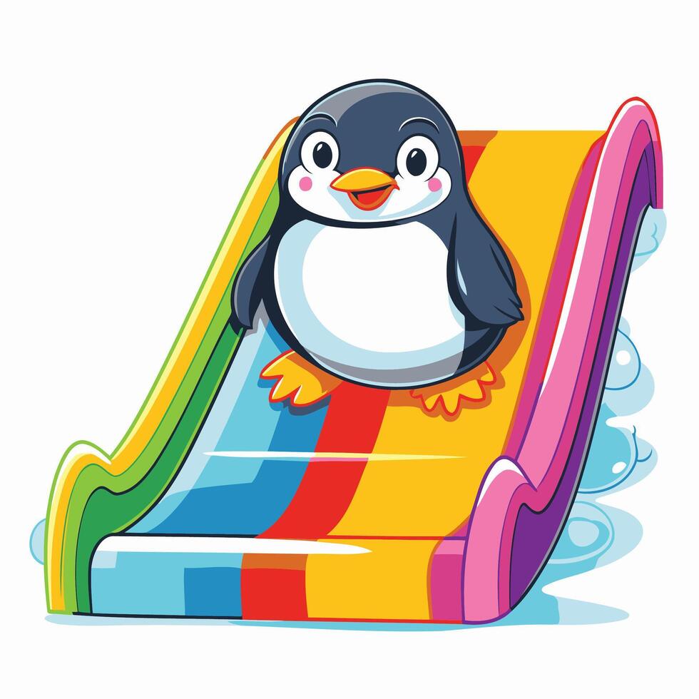 Penguin on the slide illustration vector