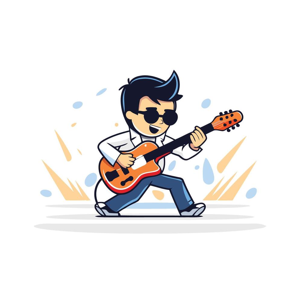 A cartoon character playing an electric guitar vector