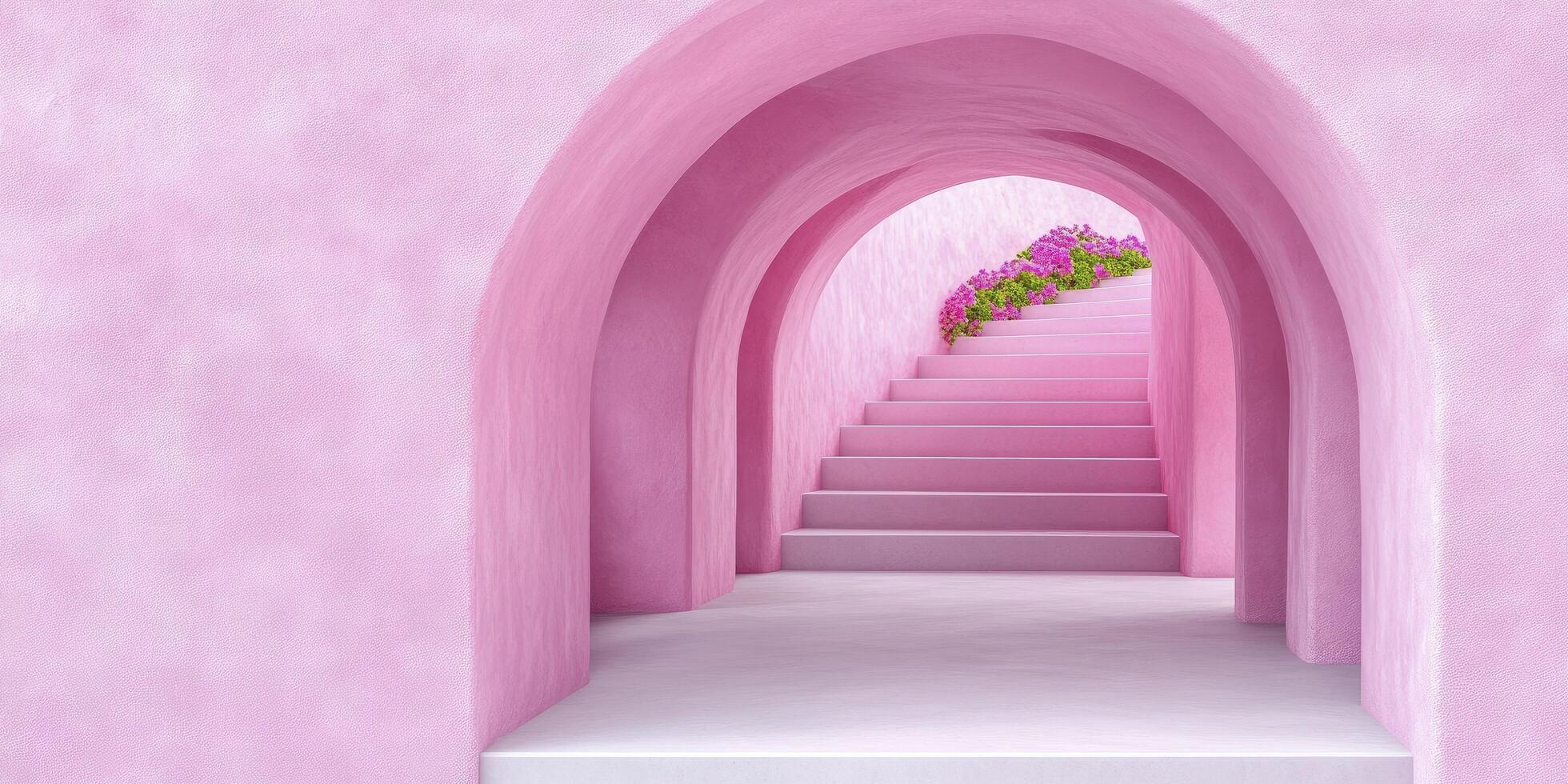 Concrete structure painted in pink. photo