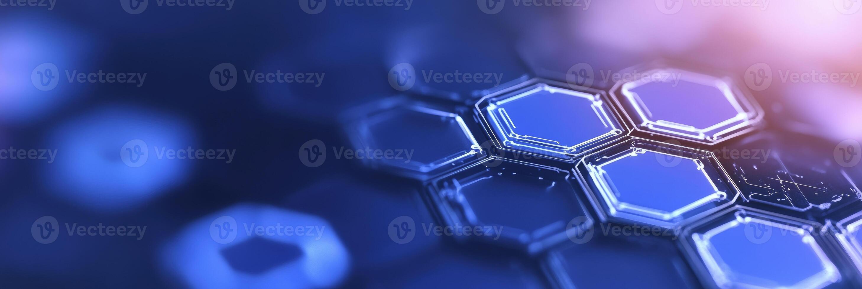 Technology in blue abstraction background with hexagons photo