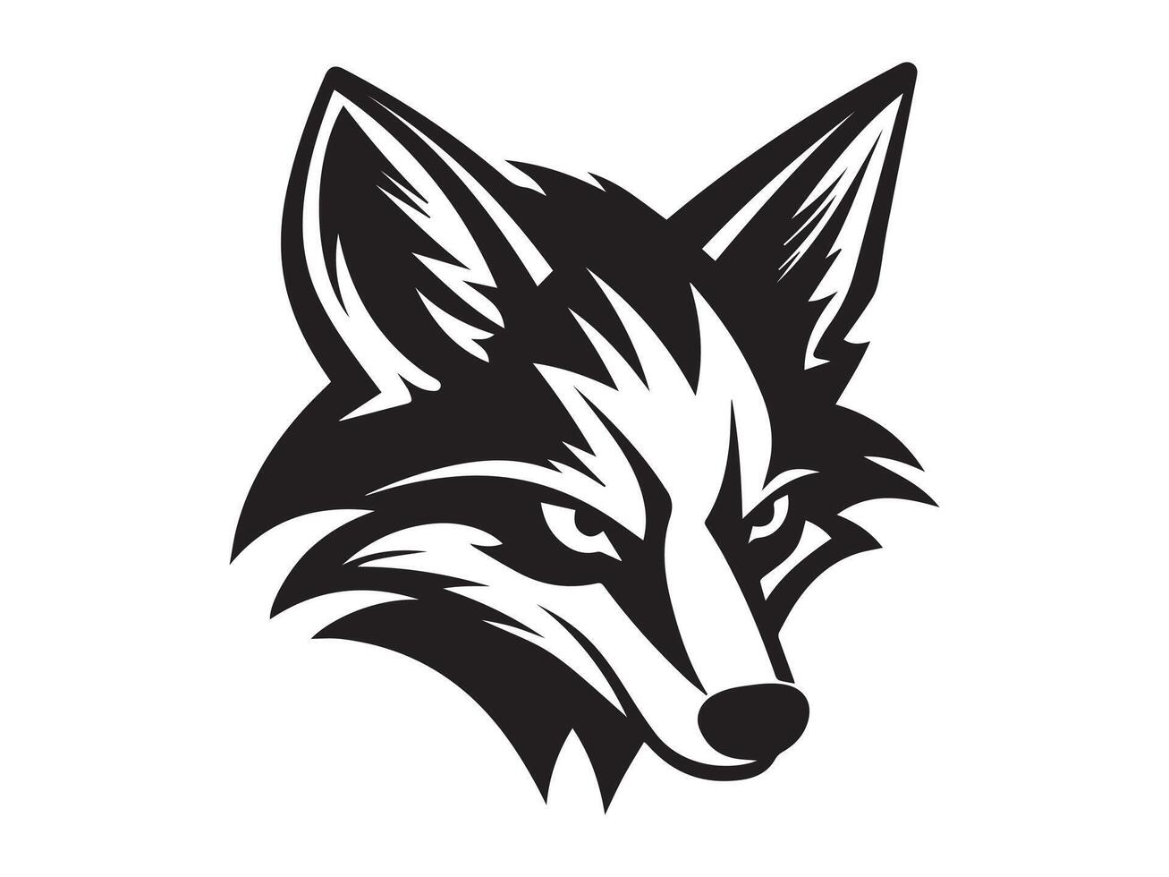 A black and white fox head logo vector