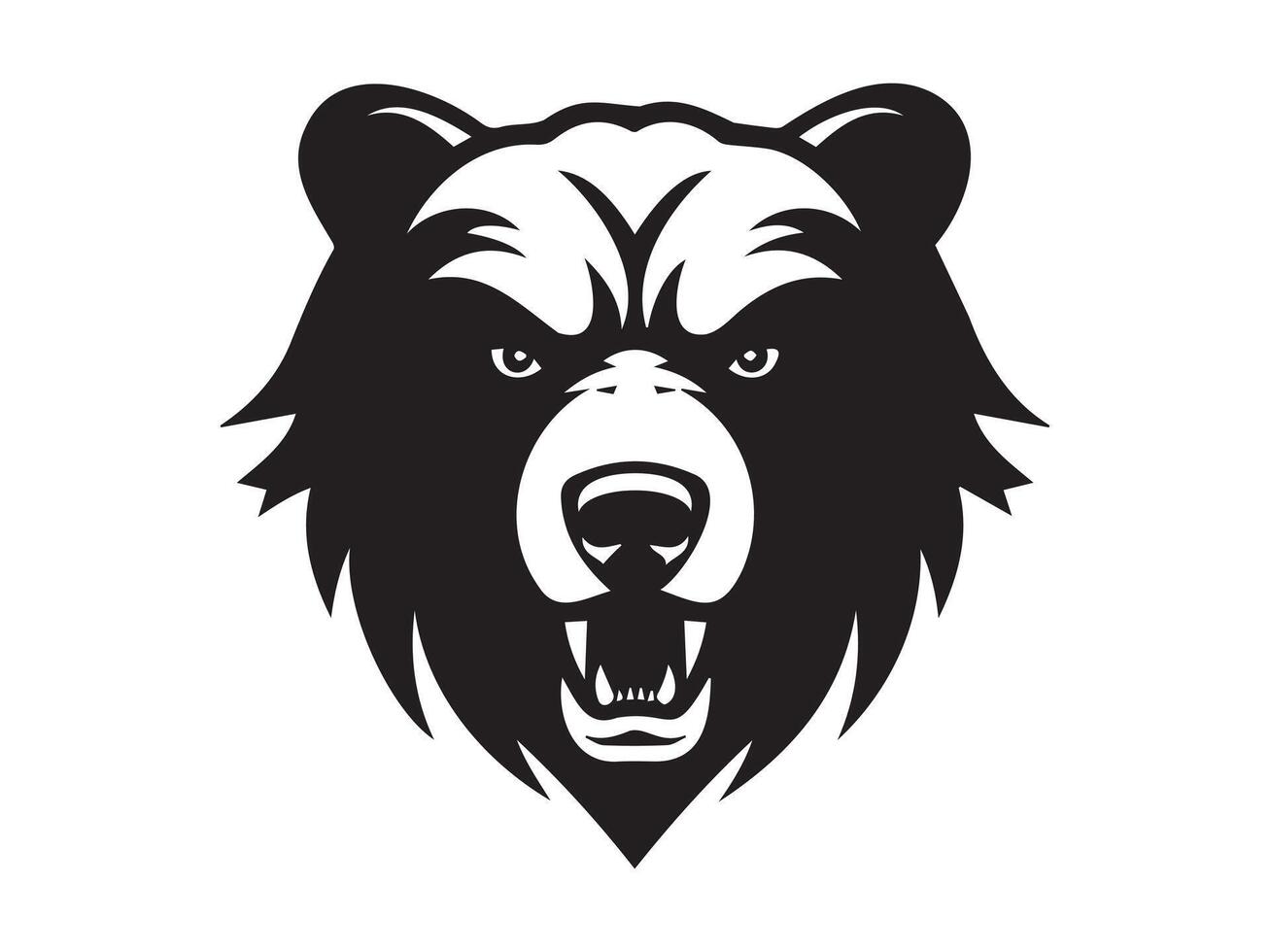 A black and white bear head logo vector