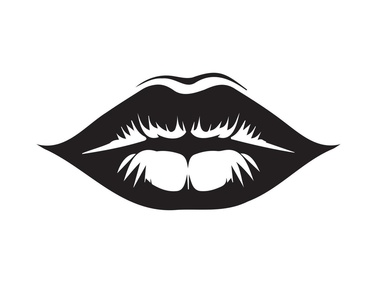 A black and white illustration of a woman's mouth vector