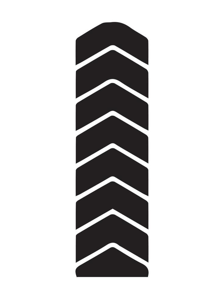 Black tire tracks isolated on white background. Concept of automobile, off-road, rugged terrain, vehicle tread pattern, transport symbol vector