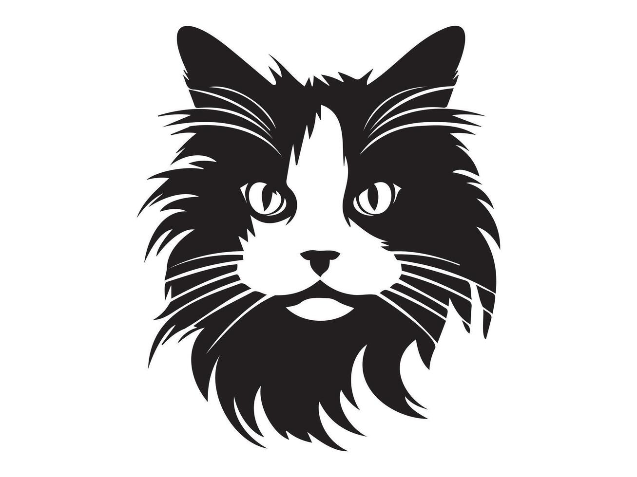 A black and white cat head on a white background vector