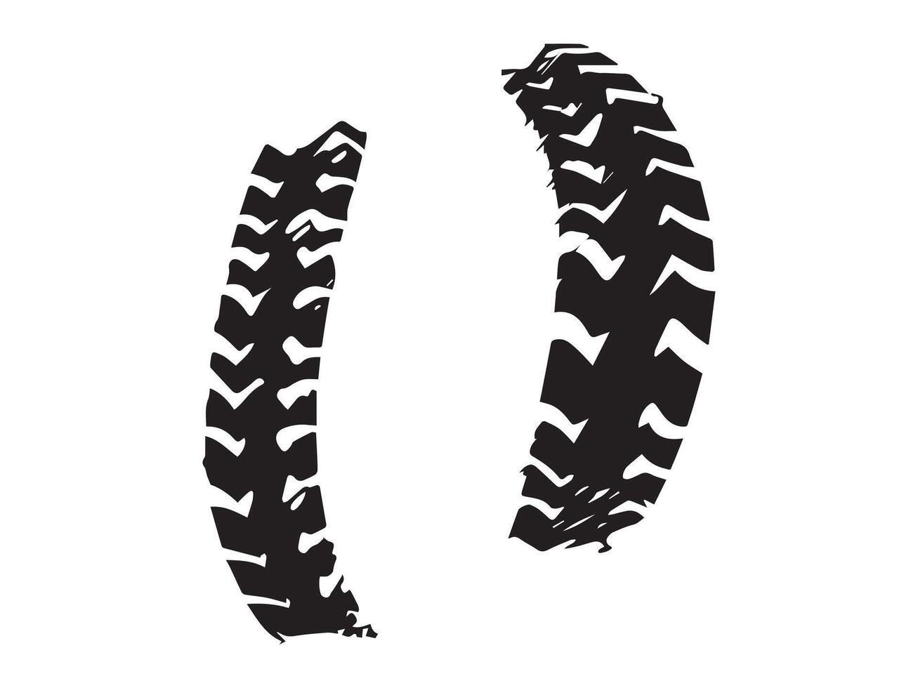 Black tire tracks isolated on a white background. Concept of vehicle mechanics vector