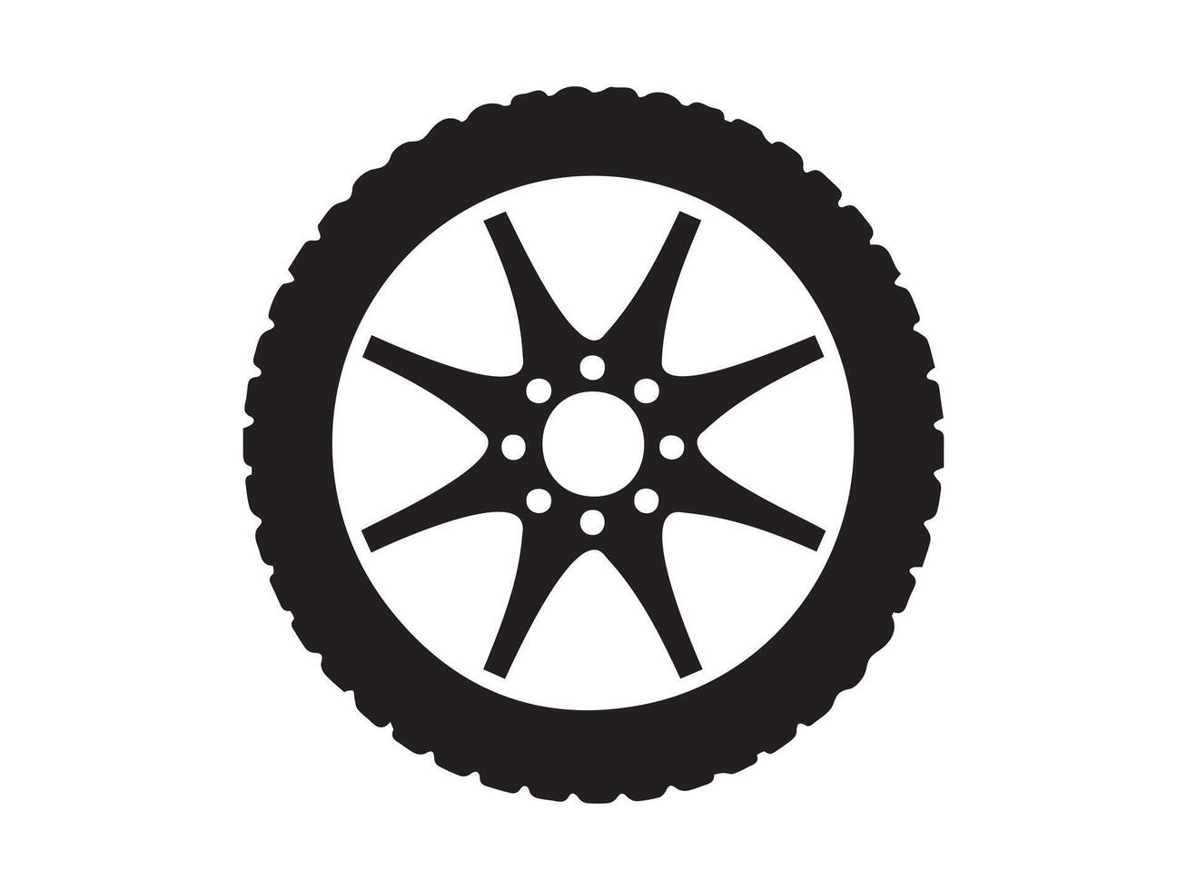 A black and white illustration of a tire vector