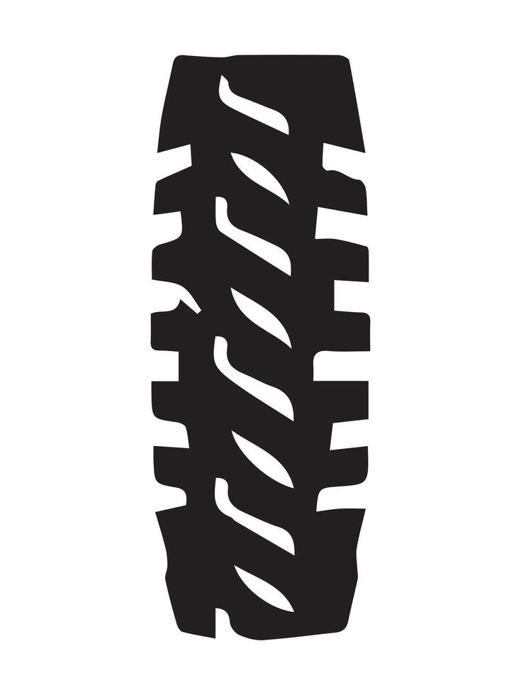 Black silhouette of tire tracks isolated on a white background. Concept of vehicle illustration, textured pattern, automotive design, off-road tread. Print vector