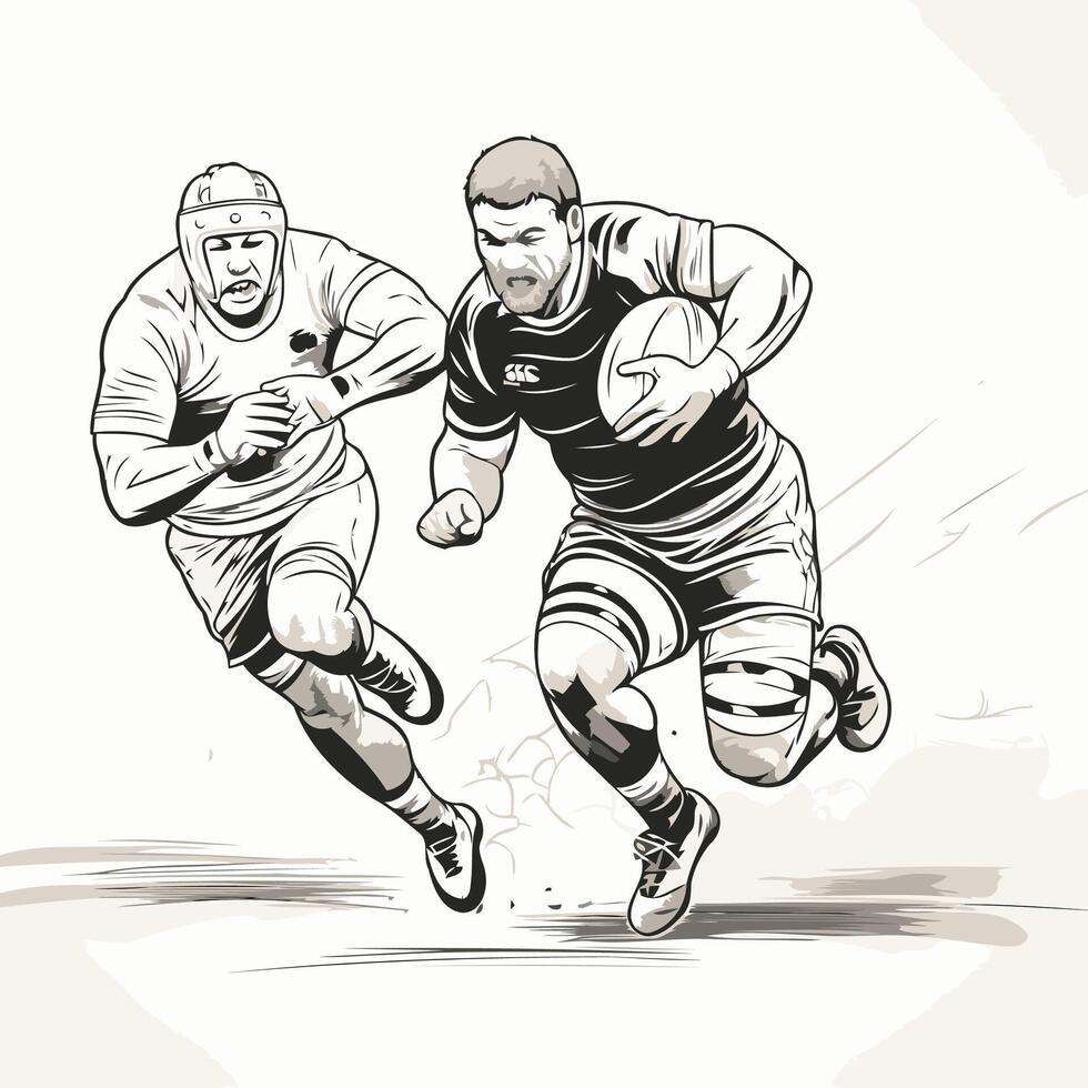 Rugby players running with the ball illustration vector