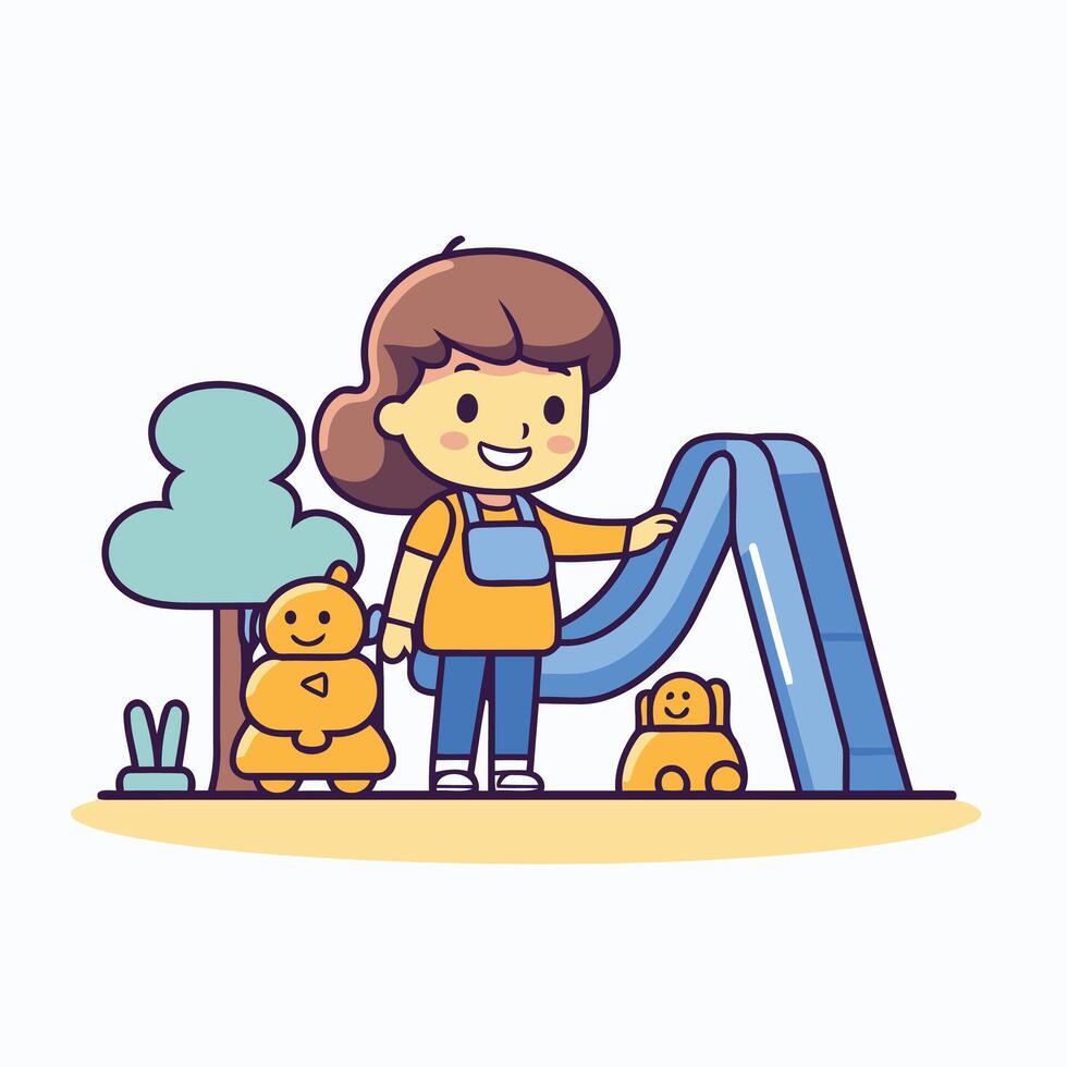 A girl playing with toys in a playground vector